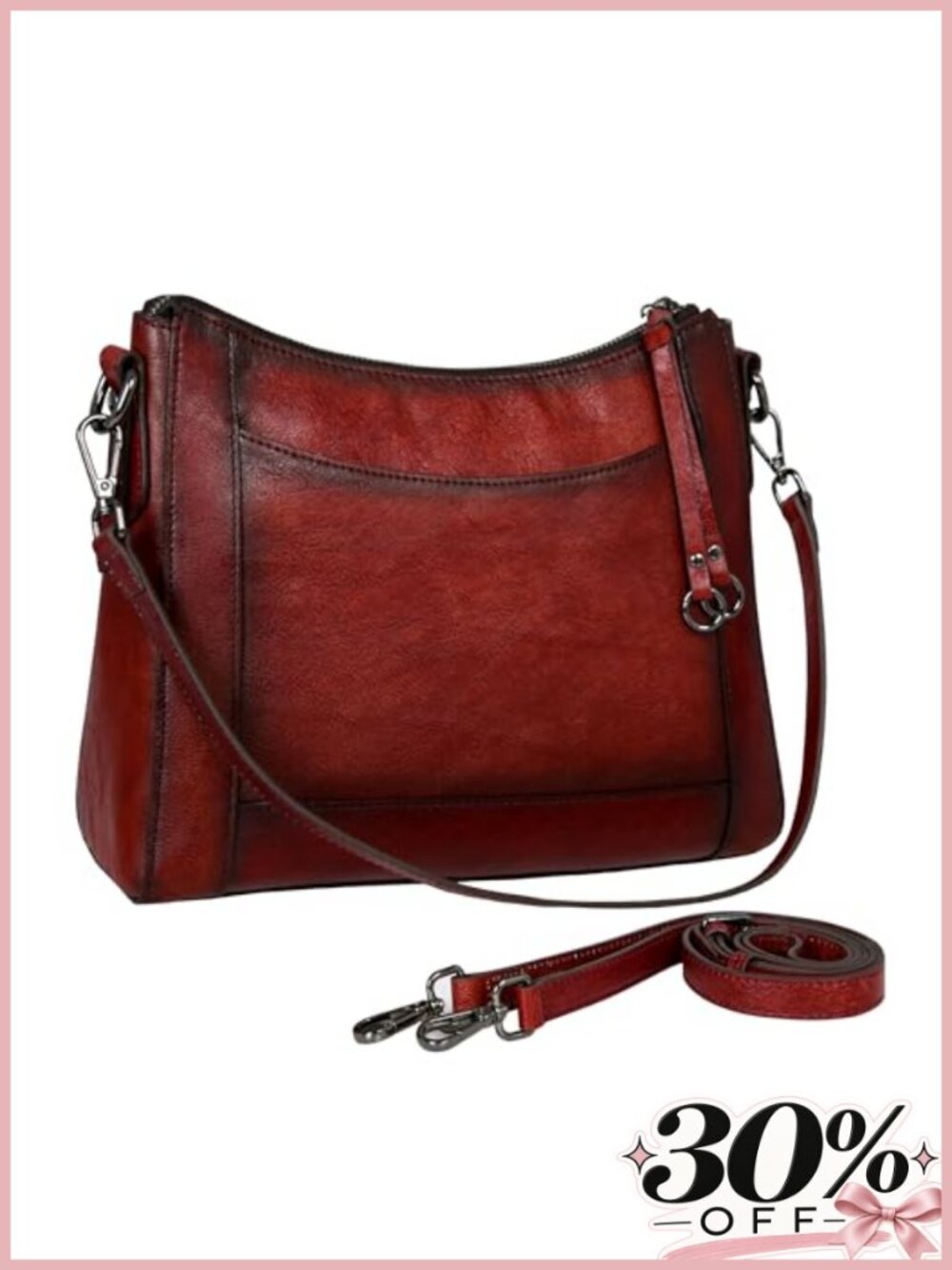 Genuine Leather Crossbody Shoulder Bag Adjustable Strap Everyday Purse